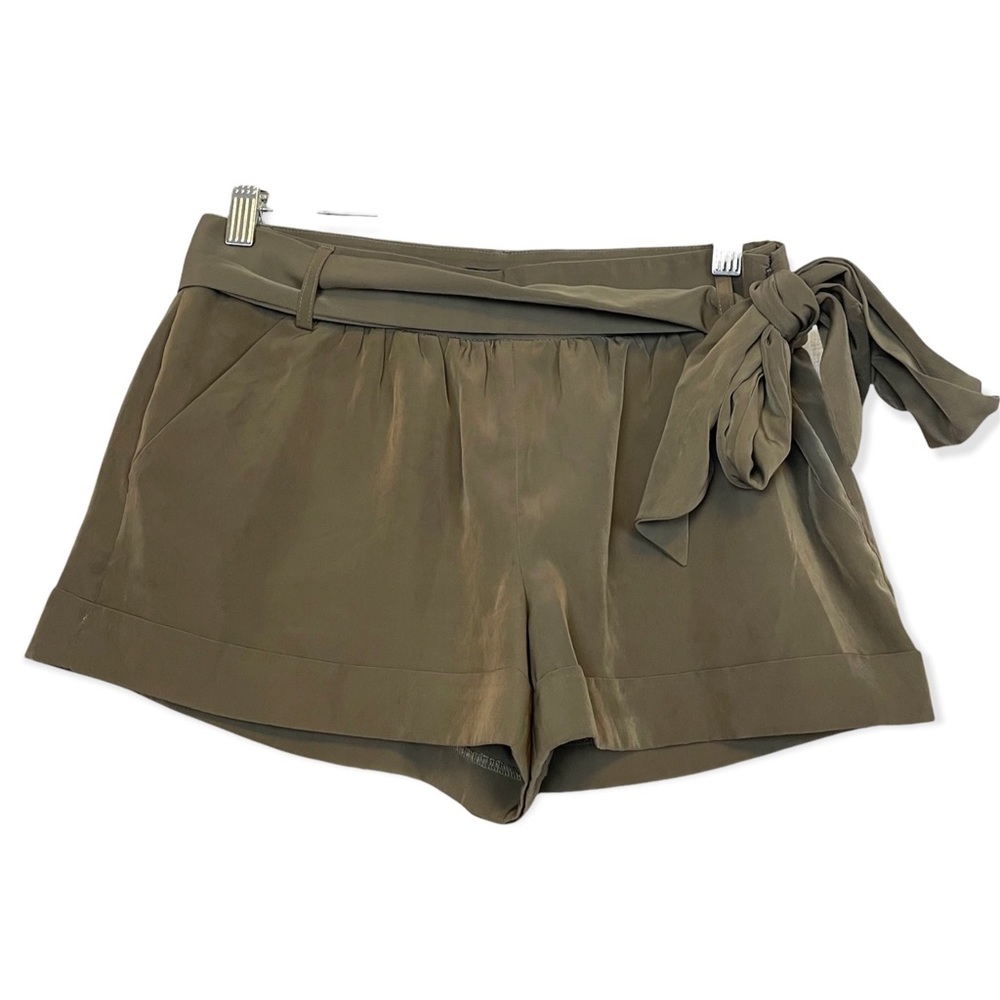 Express Satiny Army Green Tie Waist Shorts Sz 4
